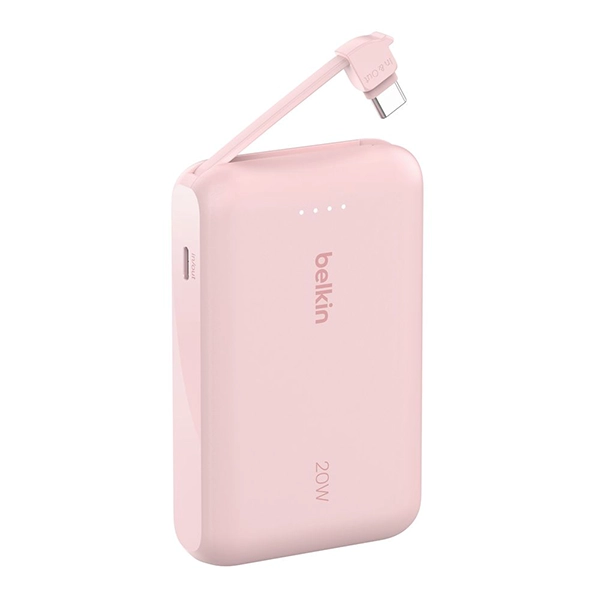 BELKIN BOOSTCHARGE POWER BANK 10K PD 20W WITH USB-C INTEGRATED CABLE PINK - Image 2