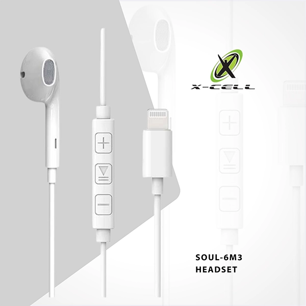 XCELL SOUL 6M3 WIRED MONO HEADSET LIGHTNING WHITE