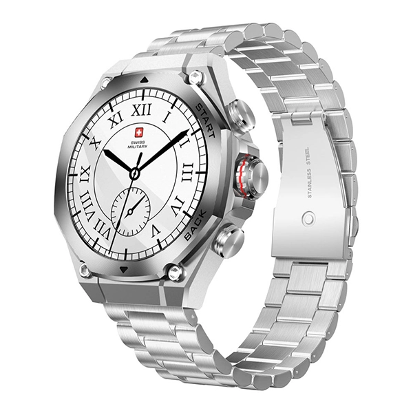 SWISS MILITARY DOM2 SMART WATCH SILVER FRAME METAL STRAP SILVER - Image 2