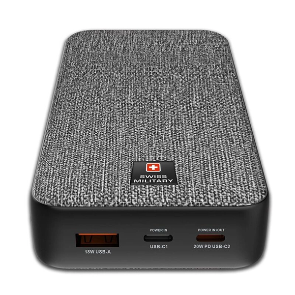 SWISS MILITARY SM POWER BANK 20K MAH 2C1A PD FAST CHARGE GREY - Image 3