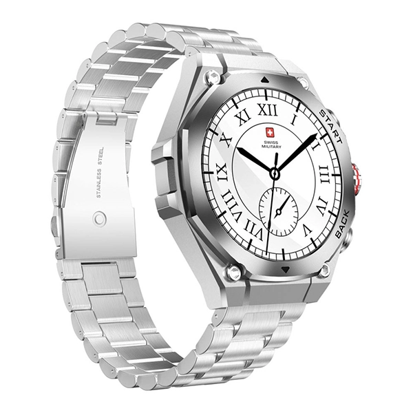 SWISS MILITARY DOM2 SMART WATCH SILVER FRAME METAL STRAP SILVER - Image 3