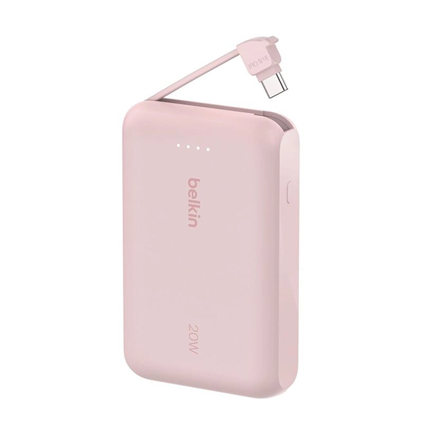 BELKIN BOOSTCHARGE POWER BANK 10K PD 20W WITH USB-C INTEGRATED CABLE PINK - Image 3