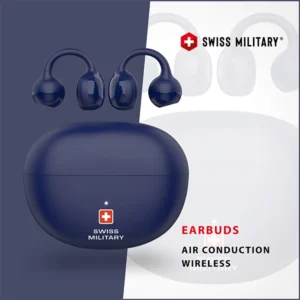 SWISS MILITARY AIR CONDUCTION WIRELESS STEREO EARBUDS BLUE