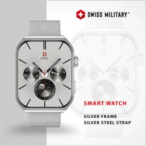 SWISS MILITARY ALPS3 SMARTWATCH SILVER FRAME WITH SILVER SILICON STRAP