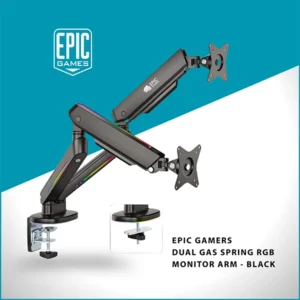 EPIC GAMERS DUAL GAS SPRING RGB MONITOR ARM BLACK