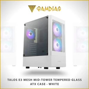 GAMDIAS TALOS E3 MESH MID-TOWER TEMPERED GLASS ATX CASE WHITE