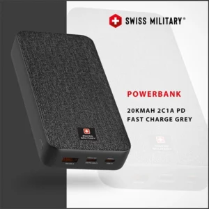 SWISS MILITARY SM POWER BANK 20K MAH 2C1A PD FAST CHARGE BLACK