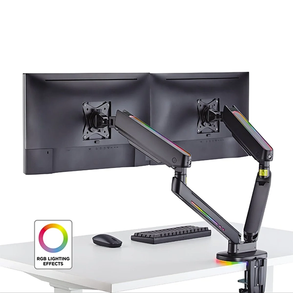 EPIC GAMERS DUAL GAS SPRING RGB MONITOR ARM BLACK - Image 3