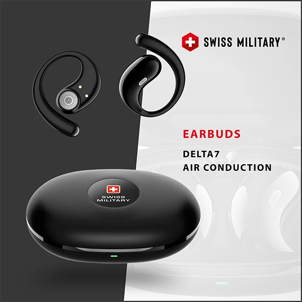 SWISS MILITARY DELTA7 TRUE WIRELESS EARBUDS BLACK