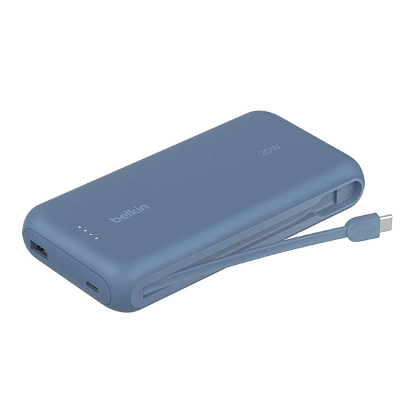BELKIN BOOSTCHARGE POWER BANK 20K PD 30W WITH USB-C INTEGRATED CABLE AND USB-C & USB-A PORTS BLUE - Image 2