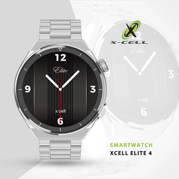 XCELL ELITE 4 SMARTWATCH SILVER METAL FRAME STAINLESS STEEL STRAP