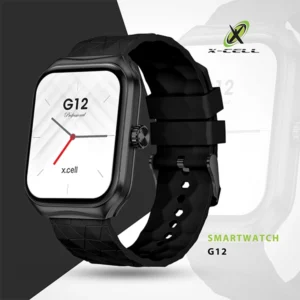 XCELL G12 SMARTWATCH SQUARE FACE BLACK FRAME BLACK STRAP