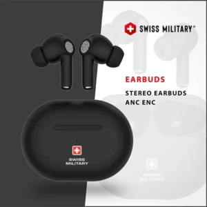 SWISS MILITARY DELTA5 STEREO EARBUDS WITH ANC ENC BLACK