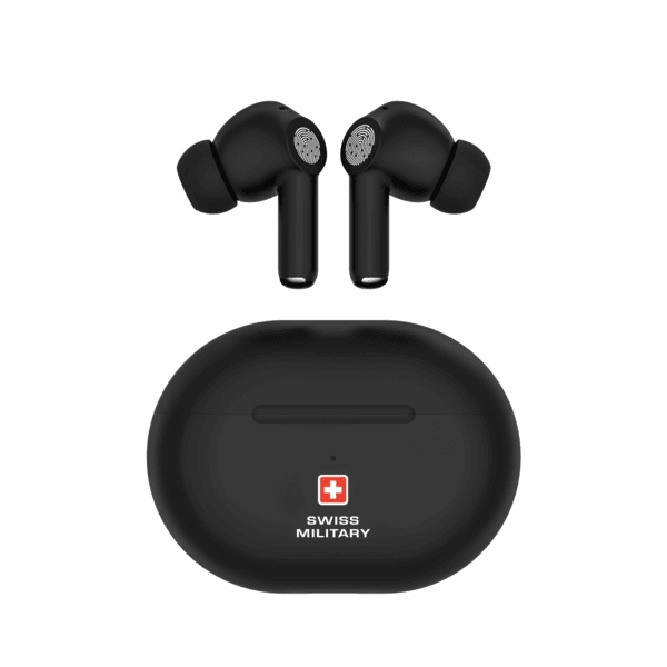 SWISS MILITARY DELTA5 STEREO EARBUDS WITH ANC ENC BLACK - Image 2
