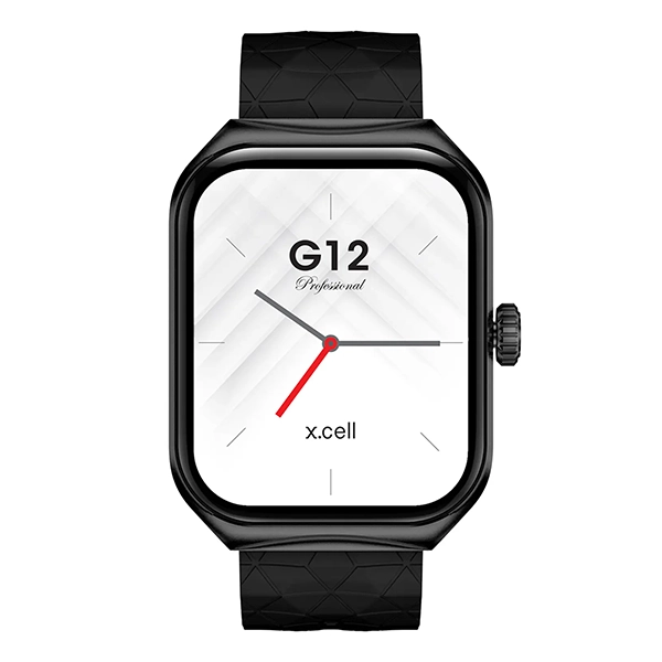 XCELL G12 SMARTWATCH SQUARE FACE BLACK FRAME BLACK STRAP - Image 2