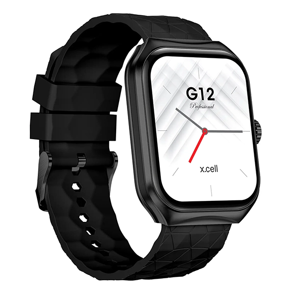 XCELL G12 SMARTWATCH SQUARE FACE BLACK FRAME BLACK STRAP - Image 3