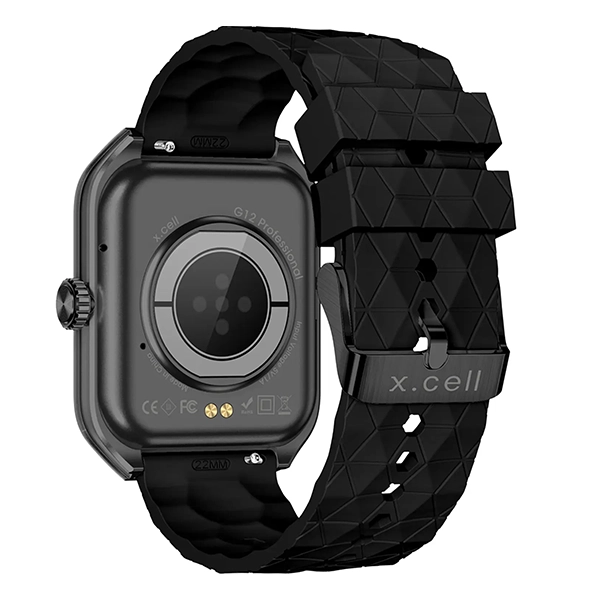 XCELL G12 SMARTWATCH SQUARE FACE BLACK FRAME BLACK STRAP - Image 5