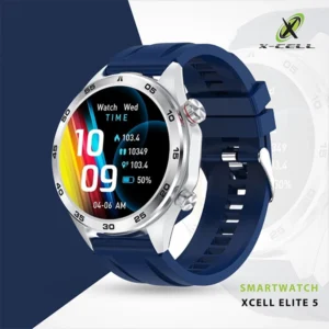XCELL ELITE 5 SMARTWATCH SILVER FRAME BLUE SILICONE STRAP