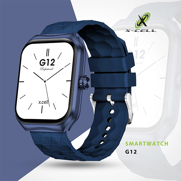 XCELL G12 SMARTWATCH SQUARE FACE BLUE FRAME BLUE STRAP