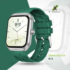XCELL G12 SMARTWATCH SQUARE FACE SILVER FRAME GREEN STRAP