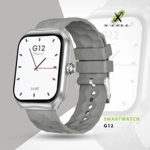 XCELL G12 SMARTWATCH SQUARE FACE SILVER FRAME GREY STRAP