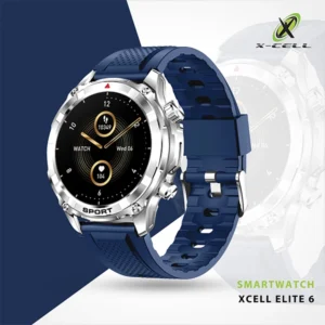XCELL ELITE 6 SMARTWATCH SILVER FRAME BLUE SILICONE STRAP