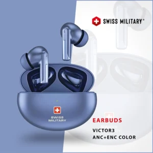 SWISS MILITARY VICTOR3 STEREO EARBUDS WITH ANC ENC BLUE