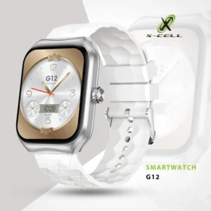 XCELL G12 SMARTWATCH SQUARE FACE SILVER FRAME WHITE STRAP