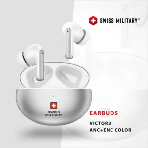 SWISS MILITARY VICTOR3 STEREO EARBUDS WITH ANC ENC SILVER