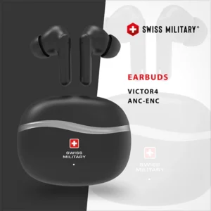 SWISS MILITARY VICTOR4 STEREO EARBUDS WITH ANC ENC BLACK