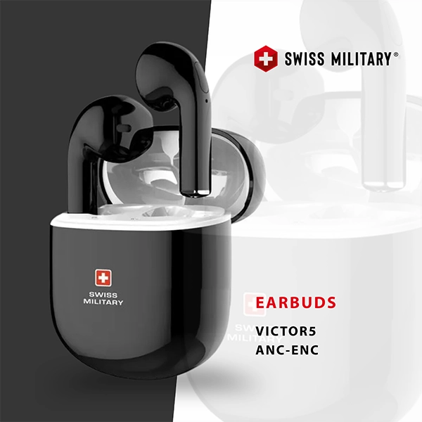 SWISS MILITARY VICTOR5 STEREO EARBUDS BLACK