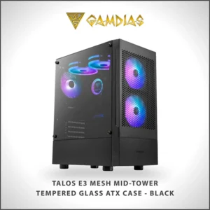 GAMDIAS TALOS E3 MESH MID-TOWER TEMPERED GLASS ATX CASE BLACK