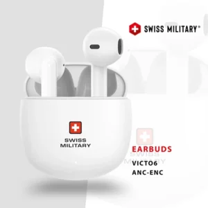 SWISS MILITARY VICTOR6 OUT OF EAR STEREO EARBUDS WHITE