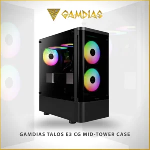 GAMDIAS TALOS E3 CG MID-TOWER TEMPERED GLASS ATX CASE BLACK