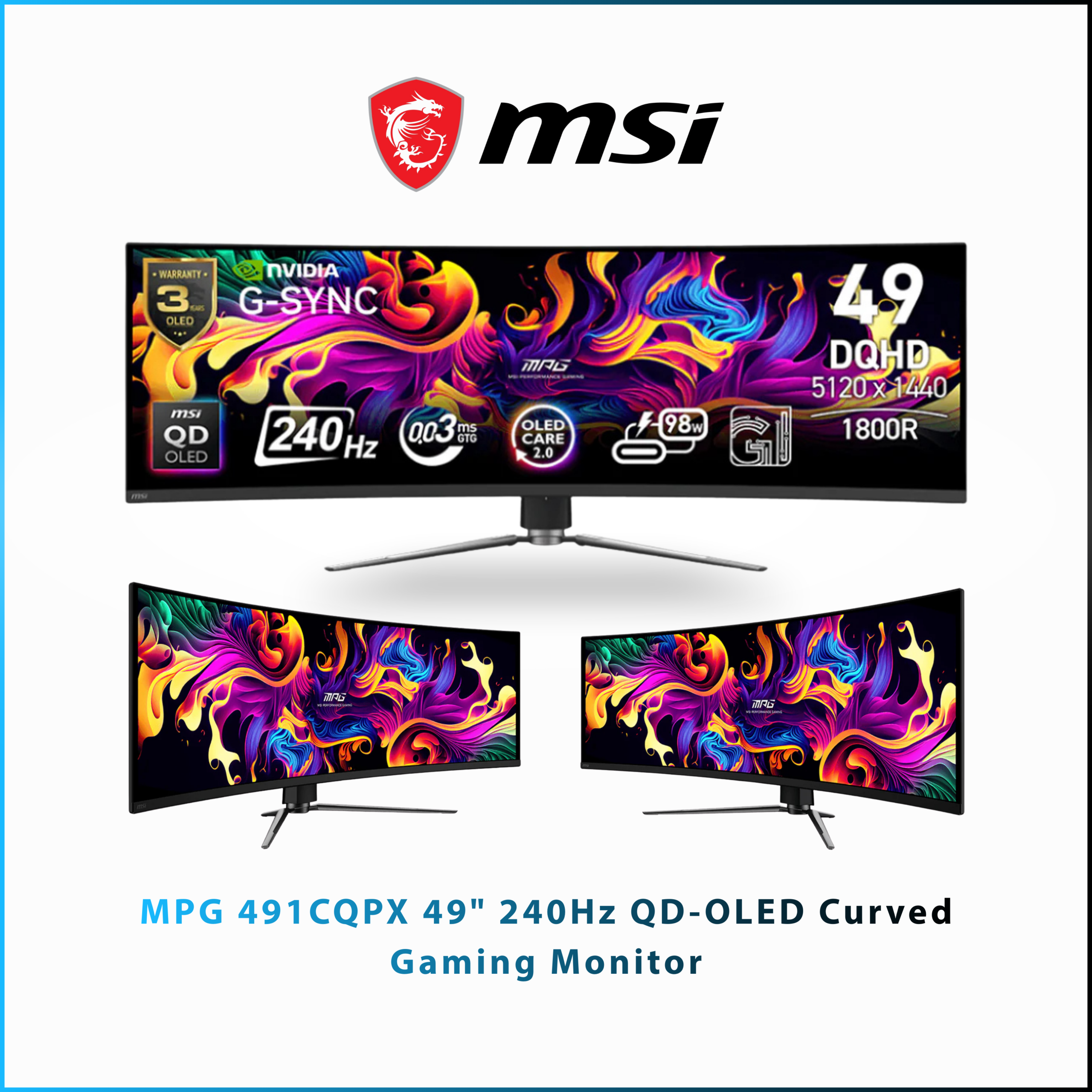 MSI MPG 491CQPX 49" 240HZ QD-OLED CURVED 5K GAMING MONITOR