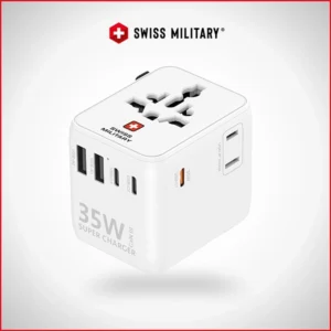 SWISS MILITARY INTERNATIONAL TRAVEL CHARGER 35W GAN – WHITE WITH CABLE