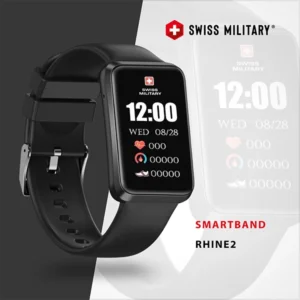 SWISS MILITARY RHINE2 SMART BAND – BLACK FRAME WITH BLACK SILICON STRAP