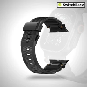 SWITCHEASY RUGGED SILICONE WATCH BAND FOR APPLE WATCH 44/45/46/49MM – BLACK