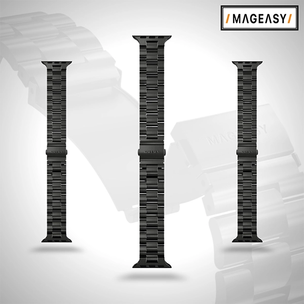 MAGEASY NOBLE STAINLESS STEEL APPLE WATCH LOOP FOR APPLE WATCH 40/41/42MM – BLACK