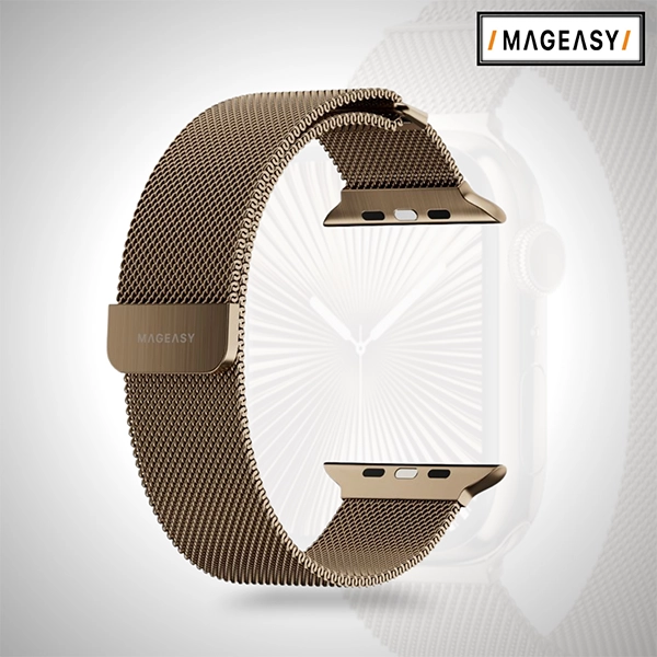 MAGEASY MILANESE WATCH LOOP FOR APPLE WATCH S4–S10 40/41/42MM – GOLD