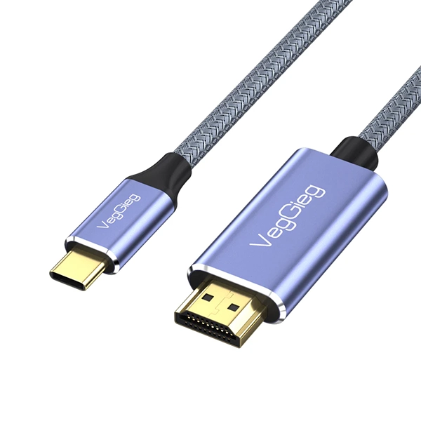 VEGGIEG USB TYPE-C TO HDMI M/M 4K/60HZ CABLE 2M – GREY BRAIDED / ALUMINIUM SHELL - Image 3