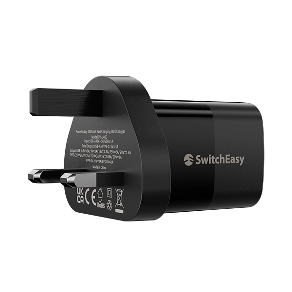 SWITCHEASY POWERBUDDY 40W GAN FAST CHARGING WALL CHARGER USB-C + USB-A UK - Image 3
