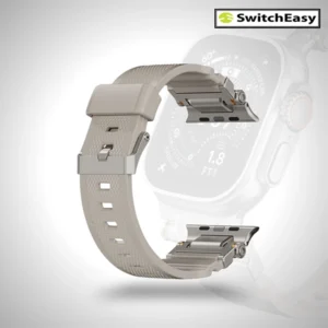 SWITCHEASY RUGGED SILICONE WATCH BAND FOR APPLE WATCH 44/45/46/49MM – STARLIGH