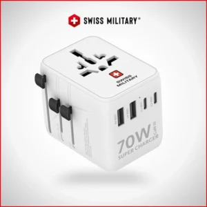 SWISS MILITARY INTERNATIONAL TRAVEL CHARGER 70W GAN – WHITE WITH CABLE