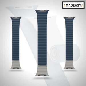 MAGEASY SKIN DUO REVERSIBLE SILICONE MAGNETIC APPLE WATCH BAND FOR APPLE WATCH 40/41/42MM – MIDNIGHT BLUE/CONCRETE GRAY