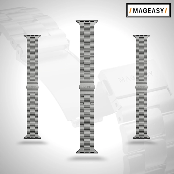 MAGEASY NOBLE STAINLESS STEEL APPLE WATCH LOOP FOR APPLE WATCH 40/41/42MM – SILVER