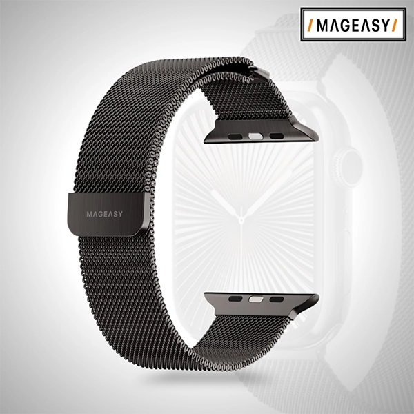 MAGEASY MILANESE WATCH LOOP FOR APPLE WATCH S4–S10 44/45/46/49MM – NATURAL