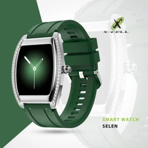 XCELL SELEN SMART WATCH – SILVER FRAME WITH GREEN SILICON STRAP