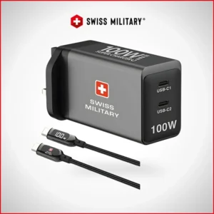 SWISS MILITARY AC ADAPTER GANII 100W – 2C PORTS WITH CABLE