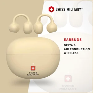 SWISS MILITARY DELTA 6 AIR CONDUCTION WIRELESS STEREO EARBUDS BEIGE